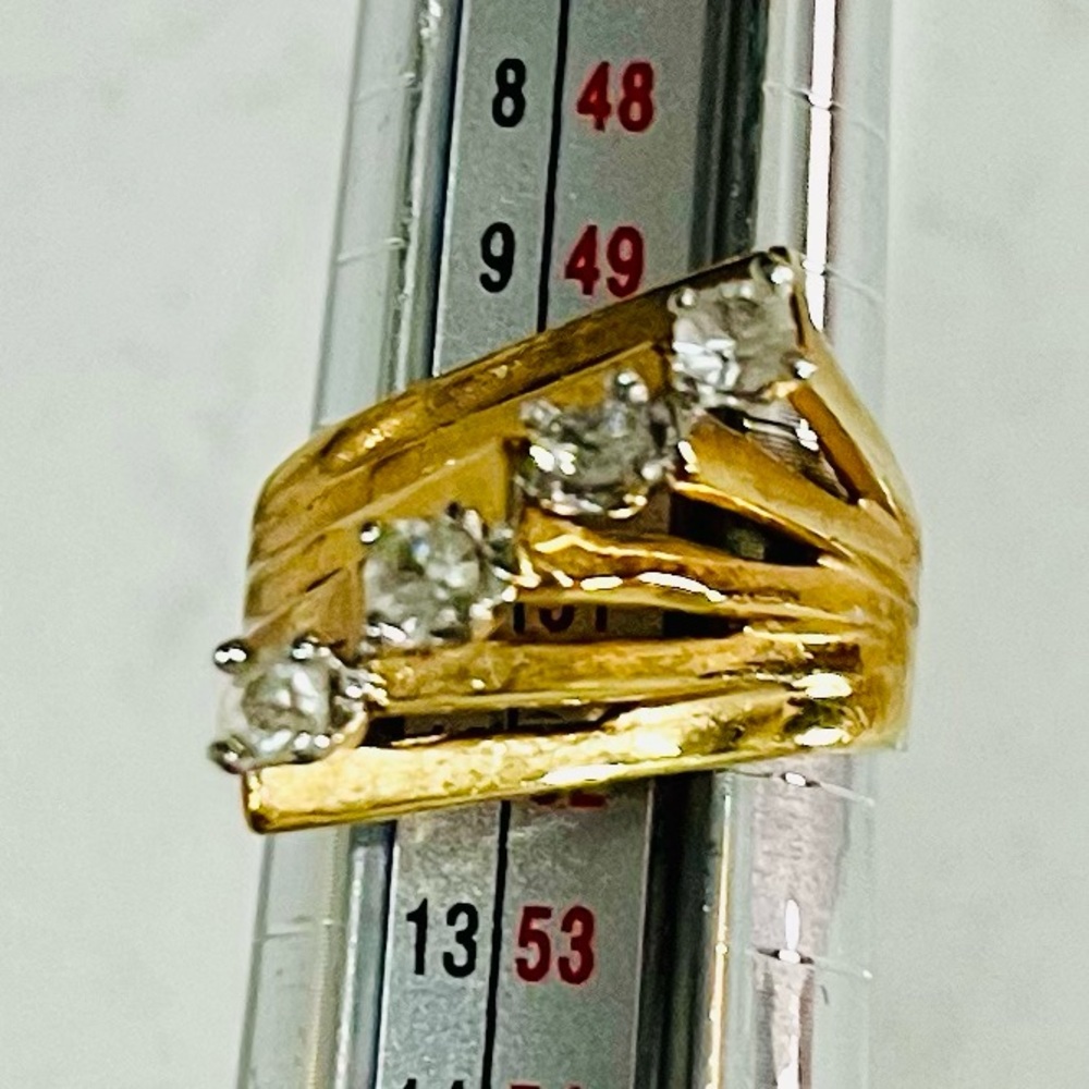 Vintage 1960s Diagonal Multi Stone Ring Gold Tone Size 5.75 - Picture 12 of 12